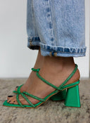Πέδιλα με στρας σατέν tfp - Πράσινο - thefashionproject.gr - TFP