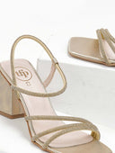 Πέδιλα με στρας σατέν tfp - Χρυσό - thefashionproject.gr - TFP