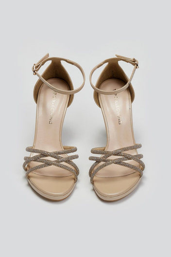 Πέδιλα με στρας TFP - Μπεζ Πέρλα - thefashionproject.gr - TFP