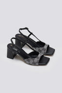 Πέδιλα με ύφασμα και print TFP - Μαύρο - thefashionproject.gr - TFP