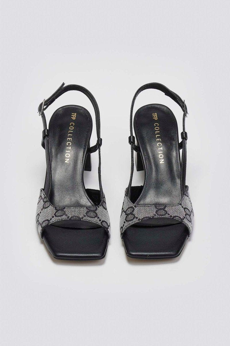 Πέδιλα με ύφασμα και print TFP - Μαύρο - thefashionproject.gr - TFP