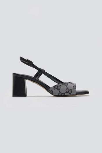 Πέδιλα με ύφασμα και print TFP - Μαύρο - thefashionproject.gr - TFP