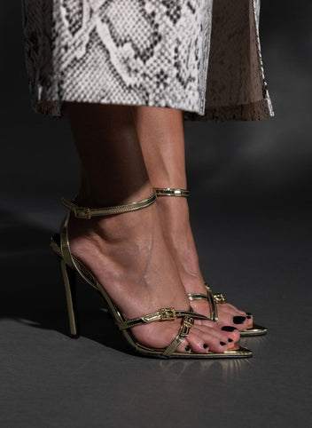 Πέδιλα μυτερά λουστρίνι TFP 75432 - Χρυσό - thefashionproject.gr - TFP