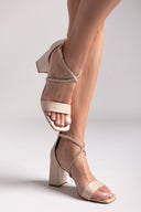 Πέδιλα σατέν crossover με στρας TFP