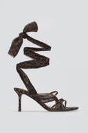 Πέδιλα σατέν με κορδέλα και print CORINA - Leopard - thefashionproject.gr - CORINA