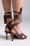 Πέδιλα σατέν με κορδέλα και print CORINA - Leopard - thefashionproject.gr - CORINA