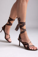 Πέδιλα σατέν με κορδέλα και print CORINA - Leopard - thefashionproject.gr - CORINA
