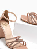 Πέδιλα σατέν με μπαρέτα και strass TFP