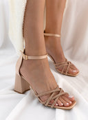 Πέδιλα σατέν με μπαρέτα και strass TFP