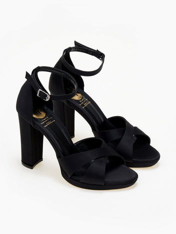 Πέδιλα σατέν με μπαρέτα TFP - Μαύρο - thefashionproject.gr - TFP