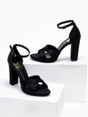 Πέδιλα σατέν με μπαρέτα TFP - Μαύρο - thefashionproject.gr - TFP