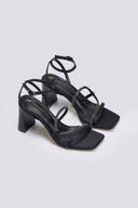 Πέδιλα σατέν με στρας TFP - Μαύρο - thefashionproject.gr - TFP