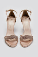Πέδιλα σατέν με σχέδιο κόμπο και στρας TFP - Nude - thefashionproject.gr - TFP