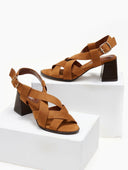 Πέδιλα suede με crossover φάσες ERYNN - Κάμελ - thefashionproject.gr - ERYNN