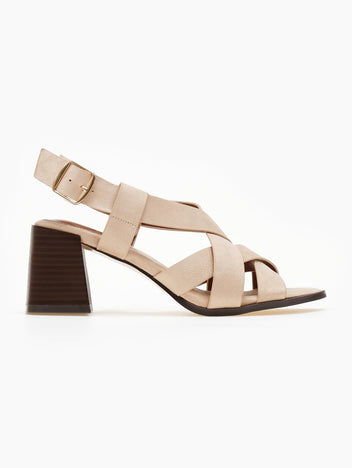 Πέδιλα suede με crossover φάσες ERYNN - Nude - thefashionproject.gr - ERYNN