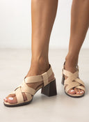 Πέδιλα suede με crossover φάσες ERYNN - Nude - thefashionproject.gr - ERYNN