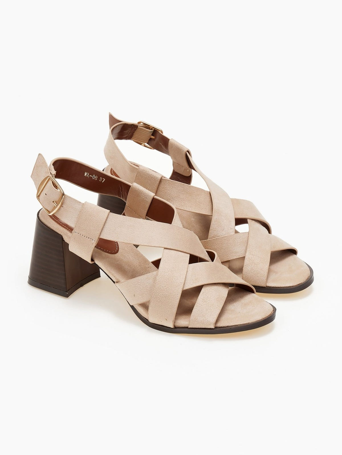 Πέδιλα suede με crossover φάσες ERYNN - Nude - thefashionproject.gr - ERYNN