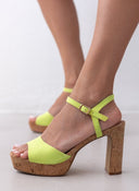 Πέδιλα suede με φελλό MARIAMARE - Lime - thefashionproject.gr - MARIAMARE