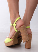 Πέδιλα suede με φελλό MARIAMARE - Lime - thefashionproject.gr - MARIAMARE