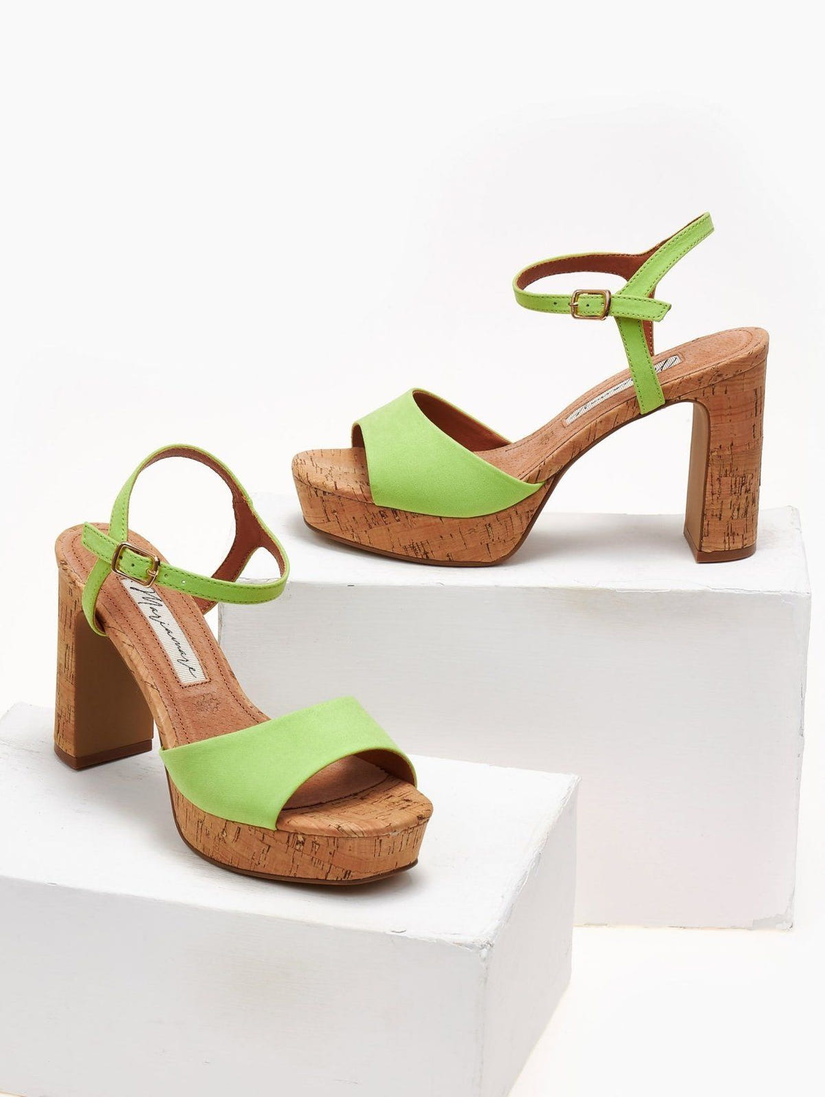 Πέδιλα suede με φελλό MARIAMARE - Lime - thefashionproject.gr - MARIAMARE