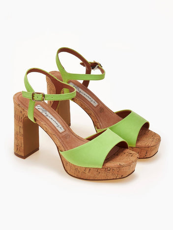 Πέδιλα suede με φελλό MARIAMARE - Lime - thefashionproject.gr - MARIAMARE