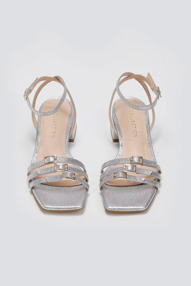 Πέδιλα χαμηλά με ανάγλυφο pattern TFP - Ασημί - thefashionproject.gr - TFP