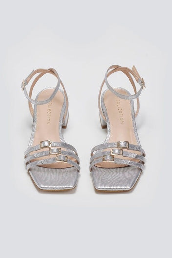 Πέδιλα χαμηλά με ανάγλυφο pattern TFP - Ασημί - thefashionproject.gr - TFP