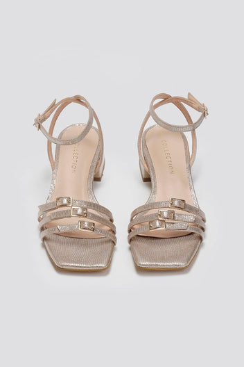 Πέδιλα χαμηλά με ανάγλυφο pattern TFP - Χρυσό - thefashionproject.gr - TFP
