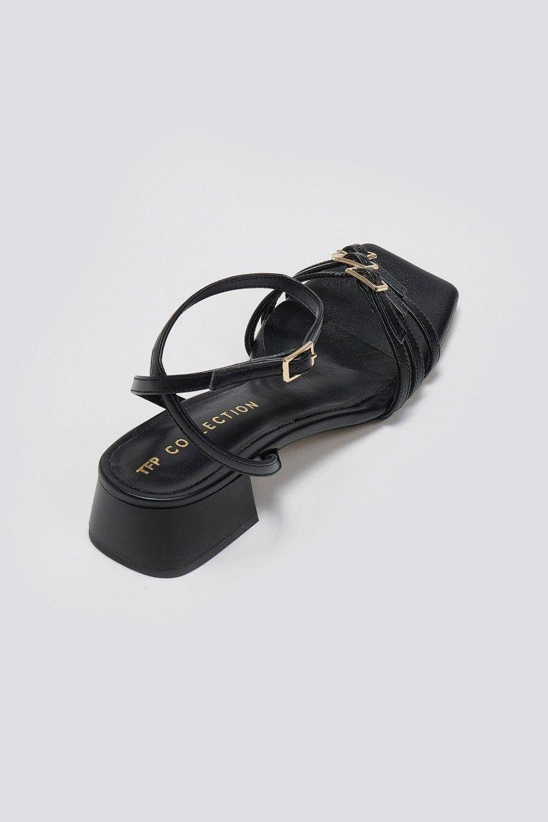 Πέδιλα χαμηλά με λεπτά λουράκια TFP - Μαύρο - thefashionproject.gr - TFP