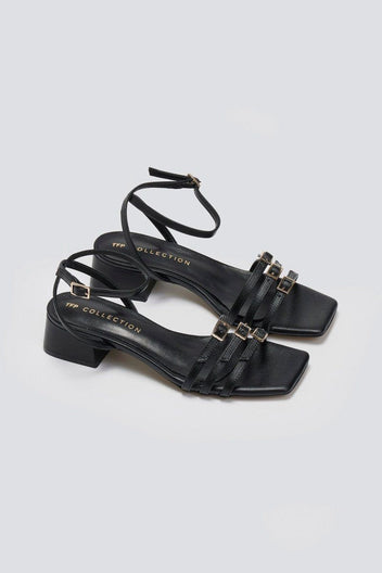 Πέδιλα χαμηλά με λεπτά λουράκια TFP - Μαύρο - thefashionproject.gr - TFP