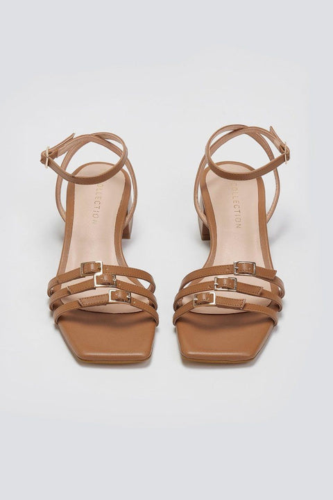 raso Sandálias Thin Straps - Camel