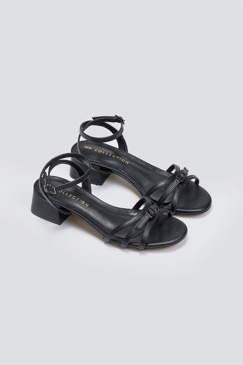Πέδιλα χαμηλά με λουράκια TFP - Μαύρο - thefashionproject.gr - TFP