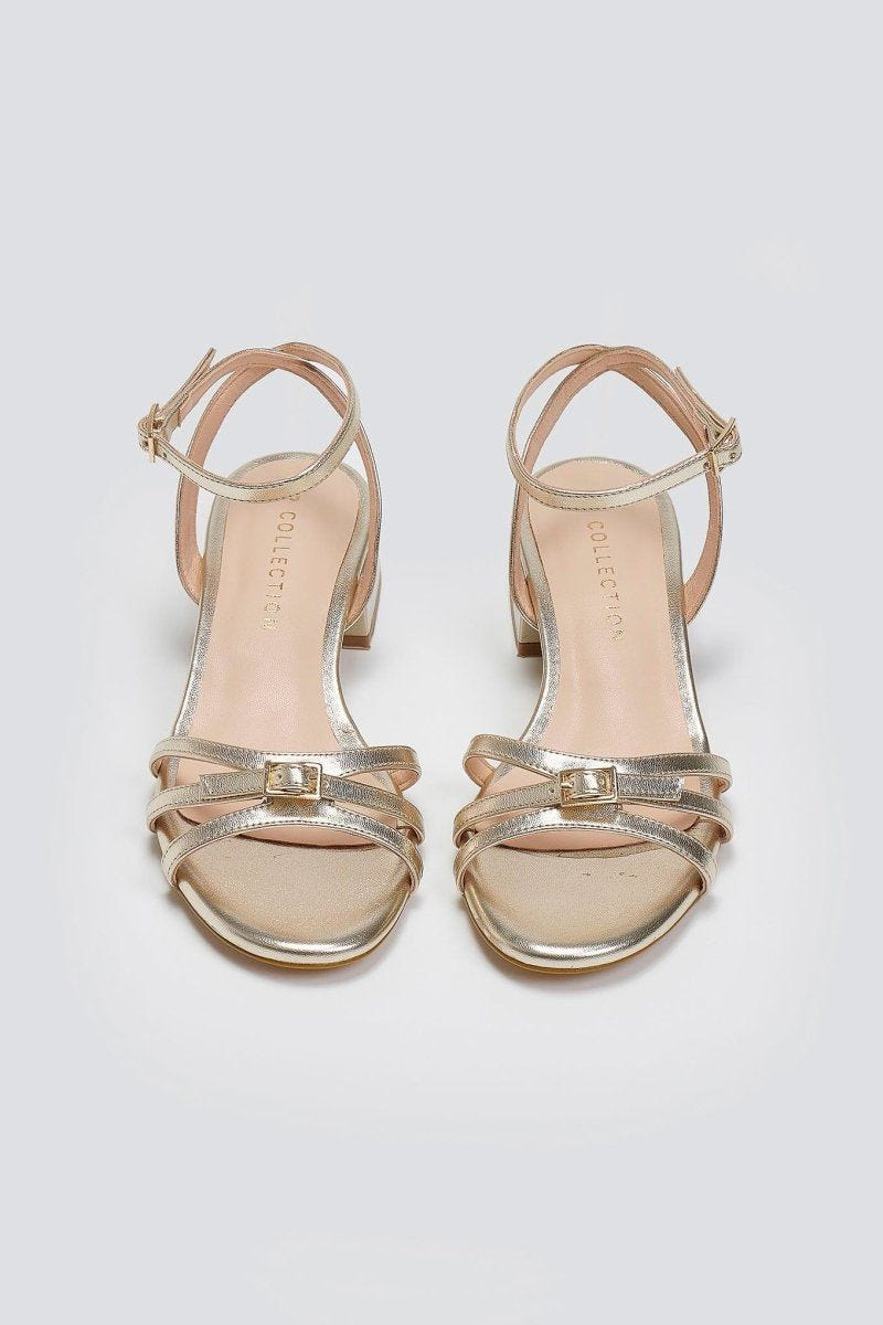 Πέδιλα χαμηλά με λουράκια TFP - Χρυσό - thefashionproject.gr - TFP