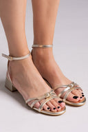 Πέδιλα χαμηλά με λουράκια TFP - Χρυσό - thefashionproject.gr - TFP