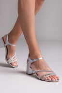 Πέδιλα χαμηλά με στρας - Ασημί - thefashionproject.gr - La Coquette