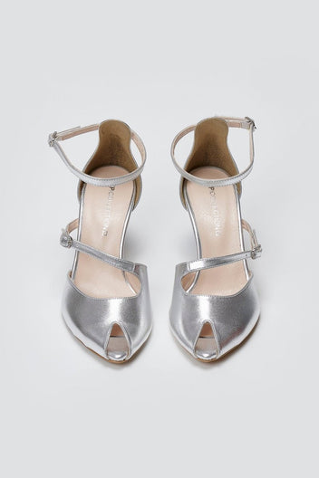 Peep Toe Cutout Pumps TFP - Silver Metallic - thefashionproject.gr - TFP