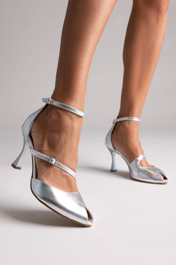 Peep Toe Cutout Pumps TFP - Silver Metallic - thefashionproject.gr - TFP