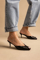Stephan - Peep Toe Mules Kitten Heel - Black Matte