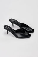 Stephan - Peep Toe Mules Kitten Heel - Black Matte