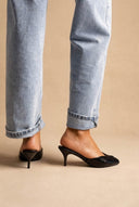 Stephan - Peep Toe Mules Kitten Heel - Black Matte