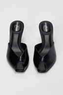Stephan - Peep Toe Mules Kitten Heel - Black Matte