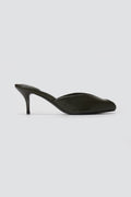 Stephan - Peep Toe Mules Kitten Heel - Olive Matte