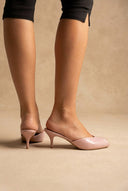 Stephan - Peep Toe Mules Kitten Heel - Pink Matte