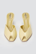 Stephan - Peep Toe Mules Kitten Heel - Yellow Matte