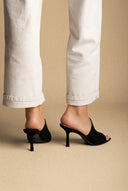 BOTEGGA 22 - Peep Toe Mules Slim Heel - Black Suede