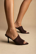 BOTEGGA 22 - Peep Toe Mules Slim Heel - Brown Suede