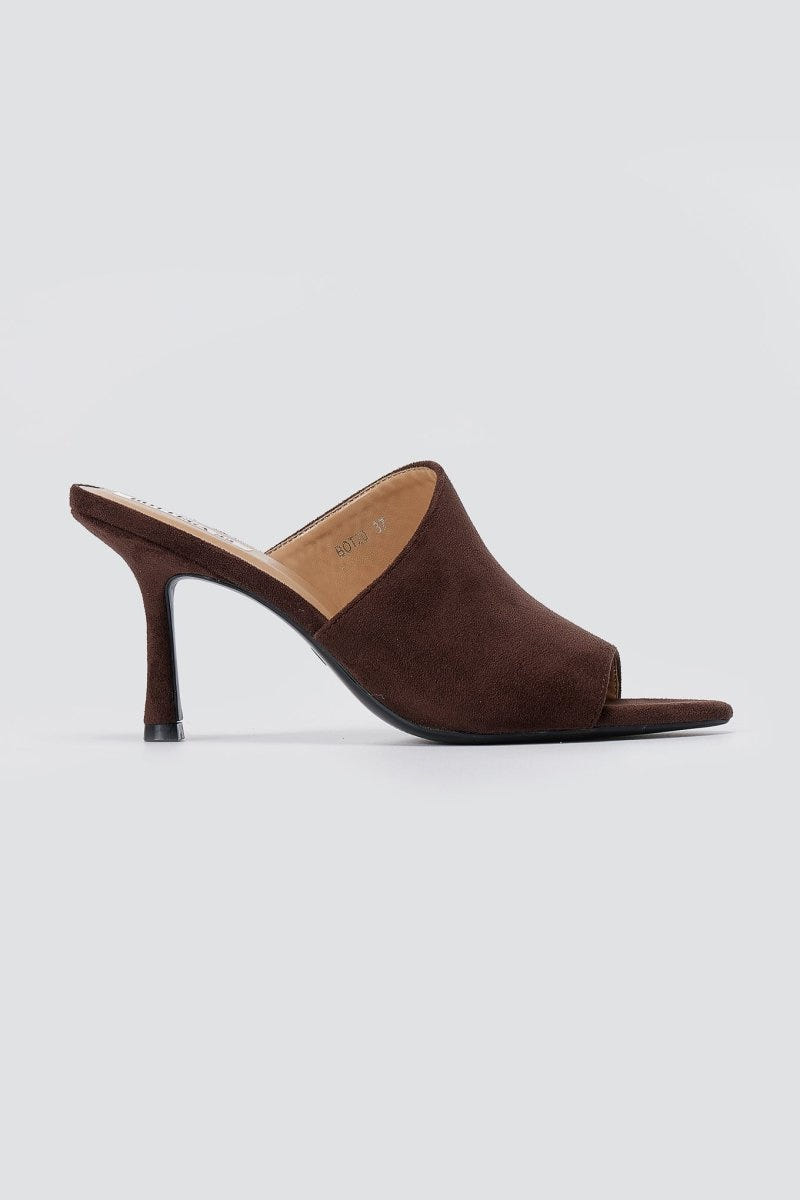 BOTEGGA 22 - Peep Toe Mules Slim Heel - Brown Suede