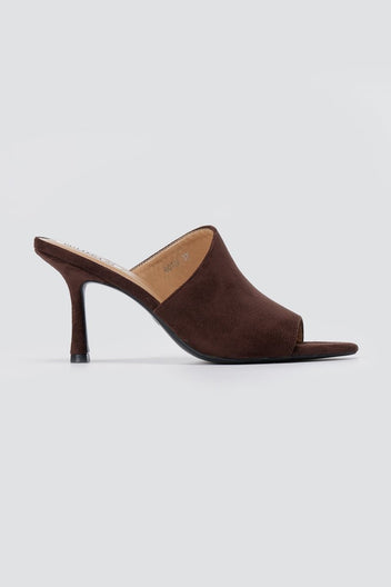 BOTEGGA 22 - Peep Toe Mules Slim Heel - Brown Suede