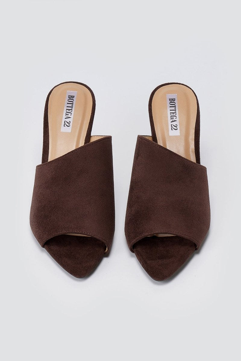 BOTEGGA 22 - Peep Toe Mules Slim Heel - Brown Suede