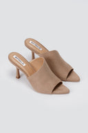 BOTEGGA 22 - Peep Toe Mules Slim Heel - Taupe Suede